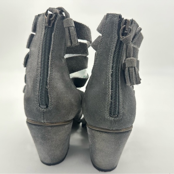 Free People Cayman Strappy Hybrid Gray Suede Open Toe Chunky  Heels 38 (US Sz 7) - Picture 4 of 14